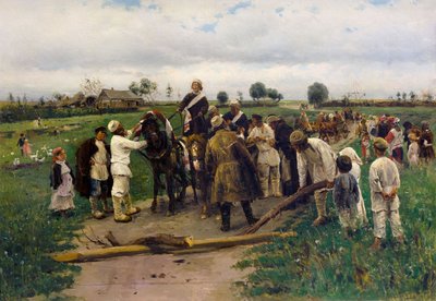 دفع الفدية للعروس. لوحة لفلاديمير ماكوفسكي - دفع فدية للعروس - فلاديمير إيغوروفيتش ماكوفسكي (1846-1920). زيت على قماش بواسطة فلاديمير إيغوروفيتش ماكوفسكي