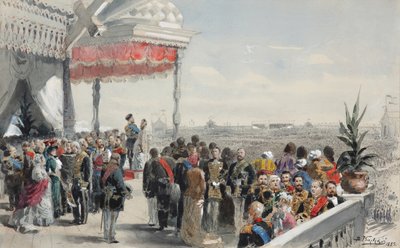 احتفالات عامة بعد تتويج الإمبراطور ألكسندر الثالث في حقل خودينكا ، 1883 بواسطة فلاديمير إيغوروفيتش ماكوفسكي