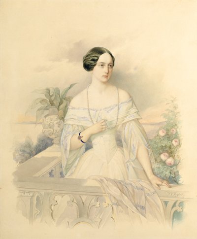 صورة لدوقة Grand Duchess Olga Nikolaevna ، 1846 (مرحاض على ورق مقوى) بواسطة Vladimir Ivanovich Hau
