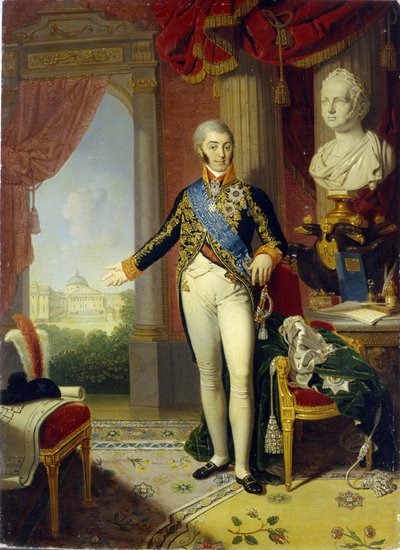 صورة للكونت نيكولاي بتروفيتش شيريميتيف (1751-1809) (صورة للكونت ن.ب.شيريميتيف). لوحة لفلاديمير لوكيش بوروفيكوفسكي (أو بوروفيكوفسكي) (1757-1825) ، زيت على قماش بواسطة فلاديمير لوكيش بوروفيكوفسكي