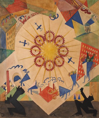 أرض الميعاد. تصميم المسرح للمسرحية المسرحية Mystery-Bouffe لفلاديمير ماياكوفسكي ، 1919. بواسطة فلاديمير فلاديميروفيتش ماياكوفسكي