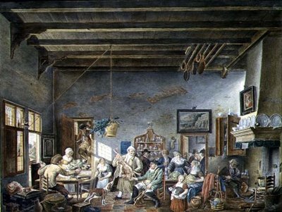 داخل هولندي تافيرن (بعد لوحة رسمها يوهانس بيتروس فان هورستوك) (1745-1825) 1824 (ألوان مائية على ورق) بواسطة جانسينز