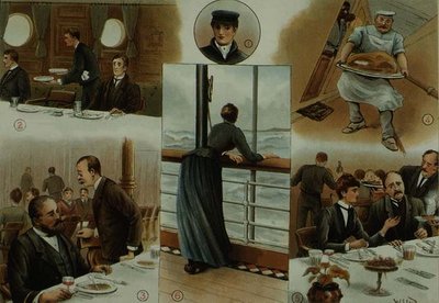 القناة السفلية ، آثار دوار البحر على بعض الركاب ، من P & O Pencillings ، حوالي 1890 (litho) بواسطة دبليو لويد