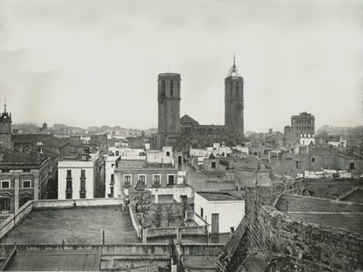 جزء من المدينة القديمة مع الكاتدرائية ، برشلونة ، إسبانيا ، 1895. لا بواسطة W and S Ltd