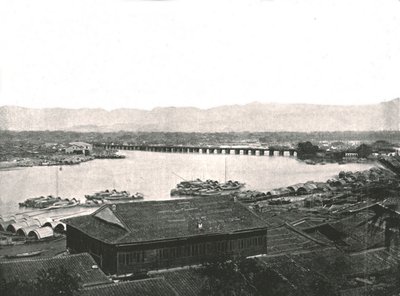 نهر مين والجسر العظيم ، فوتشو ، الصين ، 1895. بواسطة W and S Ltd