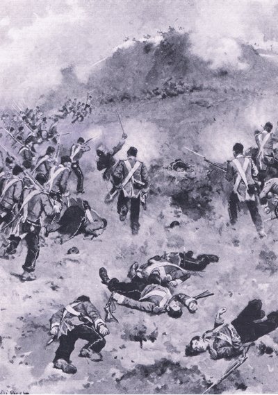 اعتداء على ريدان ، رسم توضيحي من المعارك البريطانية على البر والبحر ، 1915 بواسطة الحوت باجيت