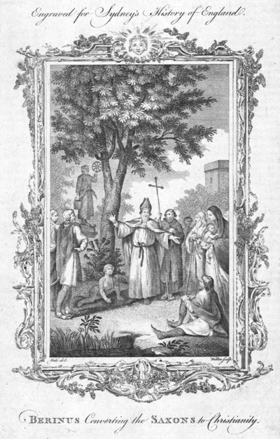 بيرينوس تحويل الساكسون إلى المسيحية. ، c1774 بواسطة ووكر