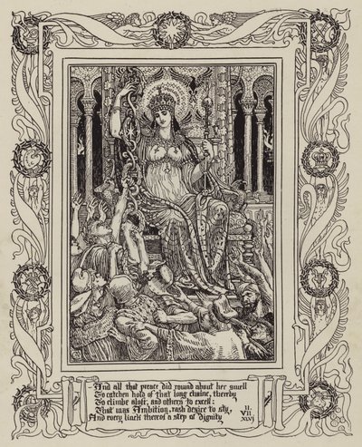صفحة من طبعة مصورة جديدة من Spenser’s Faerie Queene (صورة بالأبيض والأسود) بواسطة والتر (بعد) كرين