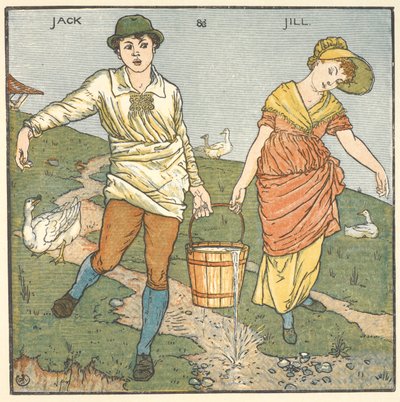 رسم توضيحي ملون لـ "Jack and Jill". بواسطة والتر كرين