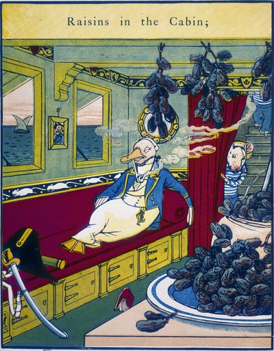 "Grapes in the Cabin" ، مشهد في مقصورة قارب مع مجموعة من العنب في المقدمة - من "كتاب روتليدج المصور الملون" ، الذي يحتوي على "The King Grizzly Bear" و "The Magic Ship" و "Rumpelstiltskin" "و" The Adventures of Puffy "" ، بواسطة والتر كرين