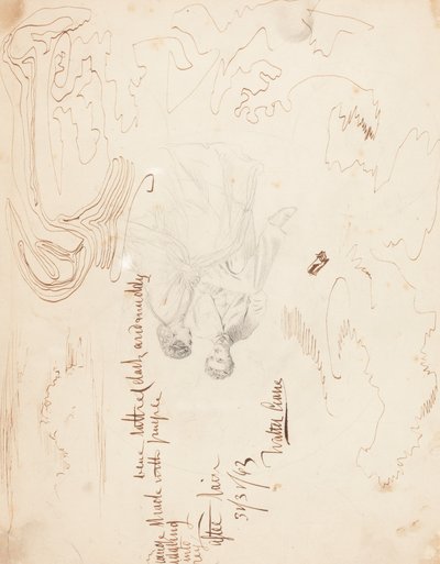 رسم تخطيطي لزوجين جالسين مع دراسات السحاب [ظهر] بواسطة والتر كرين