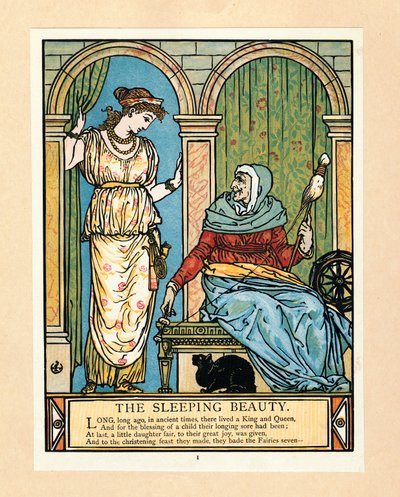 الأميرة تتعلم الدوران ، من The Blue Beard Picture Book ، حانة. 1879 طباعة حجرية ملونة ، 1879. بواسطة والتر كرين