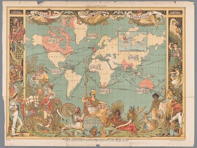 خريطة العالم تظهر الإمبراطورية البريطانية الاستعمارية ، 1886 الاتحاد الإمبراطوري ، خريطة للعالم تظهر مدى الإمبراطورية البريطانية في عام 1886 (العنوان على الكائن) بواسطة جون تشارلز ريدي كولومب
