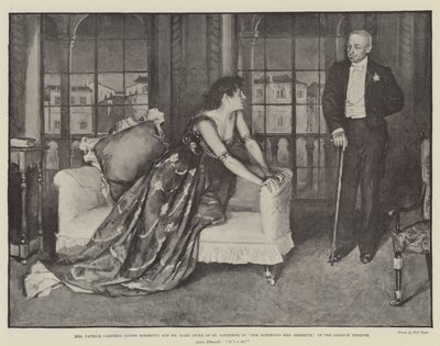 السيدة باتريك كامبل (Agnes Ebbsmith) والسيد Hare (دوق القديس أولفيرتس) في The سيئة السمعة السيدة Ebbsmith ، في مسرح Garrick بواسطة Walter Paget