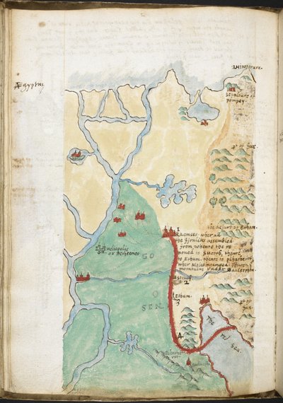 MS 57555، f.23v، Map of North Africa، from aebook يحتوي على معجم تاريخي ، قوائم المكتبات ، إلخ ؛ ج 1606-08 (ألوان مائية على ورق) بواسطة والتر رالي