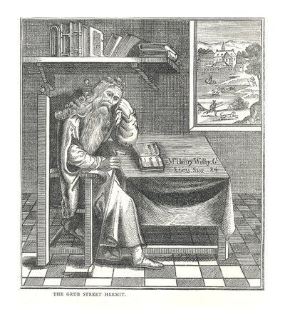 The Grub Street Hermit. من صورة نشرها ريتشاردسون ، 1878 بواسطة والتر ثورنبيري