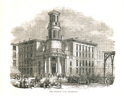 بورصة الفحم الحالية ، افتتحها الأمير ألبرت في عام 1849 ، شارع التايمز ، 1878 بواسطة والتر ثورنبيري