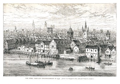 رصيف حديد ساحة الصلب والجوار عام 1540. على ضفة النهر ، 1878 بواسطة والتر ثورنبيري