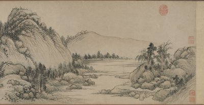 مسكن في جبال فوشون بعد هوانغ غونغوانغ ، أسرة تشينغ ، 1672 (حبر ولون على الورق) بواسطة وانغ هوي