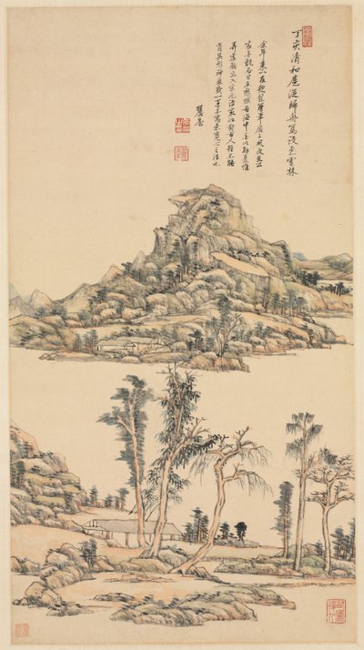 منظر طبيعي بأسلوب ألوان Ni Zan بواسطة وانغ Yuanqi