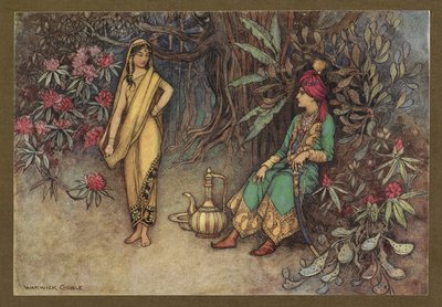 اللوحة 12: "ستزين قصر الملك الأعظم" ، من حكايات البنغال الشعبية ... مع 32 رسمًا إيضاحيًا ملونًا لوارويك جوبل (إصدار فاخر) 1914 (ليثو ملون) بواسطة وارويك جوبل