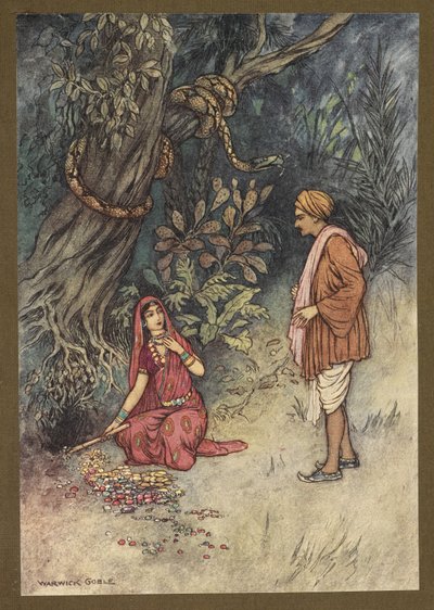 اللوحة 14: "أيها الزوج ، خذ كل هذه الكمية الكبيرة من الذهب وهذه الأحجار الكريمة" ، من الحكايات الشعبية البنغالية ... مع 32 رسمًا إيضاحيًا ملونًا لوارويك جوبل (إصدار فاخر) بواسطة وارويك جوبل