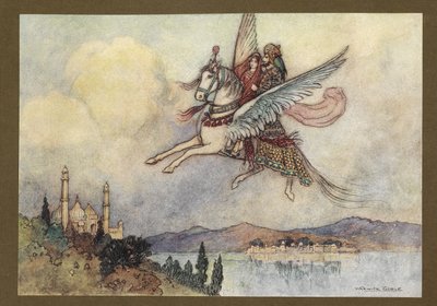 اللوحة 20: "السيدة والملك وحيرمان وصلوا جميعًا إلى عاصمة الملك سالمين" ، من Folk-Tales of Bengal ... مع 32 رسمًا توضيحيًا ملونًا من Warwick Goble (Edition de luxe.) بواسطة وارويك جوبل