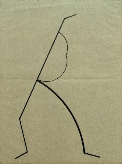 رسم تحليلي يعتمد على صور الرقص بالوكا ، خط مستقيم قائم على منحنيات بسيطة بواسطة فاسيلي كاندينسكي