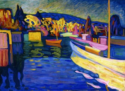 الخريف المناظر الطبيعية مع القوارب بواسطة Wassily Kandinsky