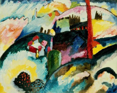 منظر طبيعي مع مدخنة صناعية بواسطة Wassily Kandinsky