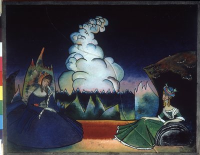 "Nuage blanc" (سحابة بيضاء) الرسم على الزجاج بواسطة Wassily Kandinsky (أو Wassily Kandinski أو Kandinskij بواسطة فاسيلي كاندينسكي