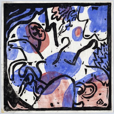 "" ثلاثة فرسان باللون الأحمر والأزرق والأسود "لوحة رسمها فاسيلي كاندينسكي (أو فاسيلي كاندينسكي أو كاندينسكي بواسطة فاسيلي كاندينسكي