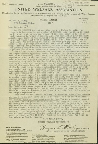 رسالة من واين إي ويلنج ، مؤسسة التعاون المتحدة ، إلى الجار العزيز ، 5 فبراير 1915 بواسطة واين إي ويلنج