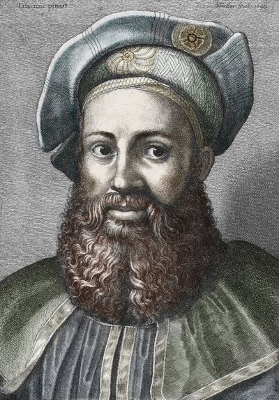 صورة لبيترو أريتينو (1492-1556) (أريتين) ، شاعر إيطالي (صورة للشاعر الإيطالي بيترو أريتينو) نقش مجموعة خاصة بواسطة Wenceslaus (بعد) Hollar