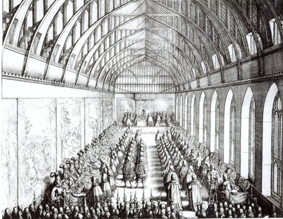 عيد الرباط في قاعة سانت جورج ، وندسور ، في زمن تشارلز الثاني ، 1672 بواسطة وينسلوس هولار
