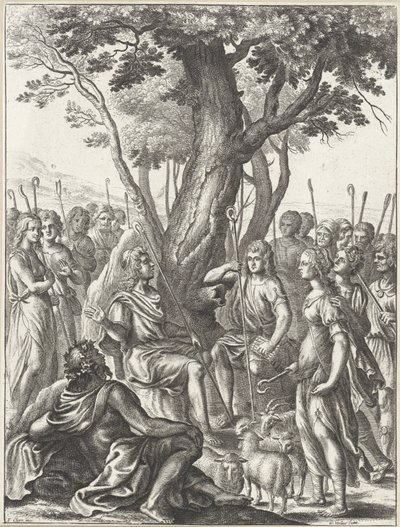 يحكم الراعي مليبووس على لعبة الرعاة كوريدون وتيرسيس أعمال فيرجيل (عنوان السلسلة) بواسطة وينسلوس هولار