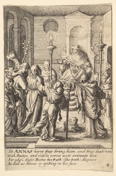 يسوع قبل آناس ، 1625-1677. بواسطة وينسلوس هولار