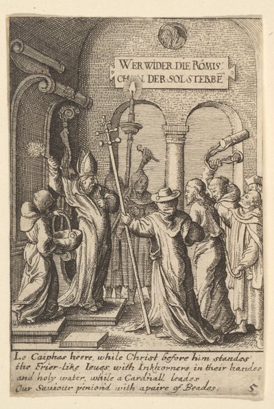 يسوع قبل Caiaphas ، 1625-1677. بواسطة وينسلوس هولار