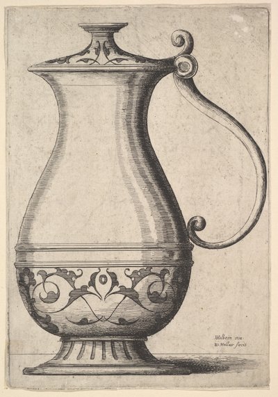 إبريق مع أرابيسك على القاعدة ، 1625-1677. بواسطة وينسلوس هولار
