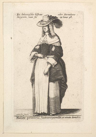Antuerpiensis من النساء الرائدات في مجموعة من Gentlewoman من أنتويرب في المنزل ... ، 1625-77. بواسطة وينسلوس هولار