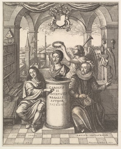 الجمعية الملكية ، صورة لتوماس سبرات ، تاريخ الجمعية الملكية في لندن ... ، 1667. بواسطة وينسلوس هولار