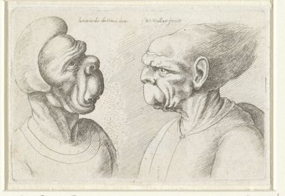 رأسان مشوهان VarieFigurae et probae (عنوان السلسلة) رسوم كاريكاتورية ورؤوس وتشوهات بعد ليوناردو دا فينشي (عنوان السلسلة) بواسطة وينسلوس هولار