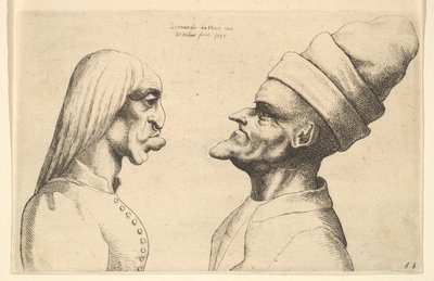 رأسان مشوهان يواجهان بعضهما البعض ، 1645. بواسطة وينسلوس هولار