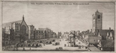 مناظر من لندن: New Palace Yard مع Westminster Hall و Clock House بواسطة وينسلوس هولار