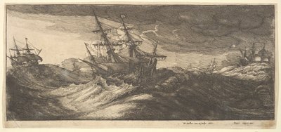 سفينة حربية وحوت نافذ ، 1665. بواسطة وينسلوس هولار