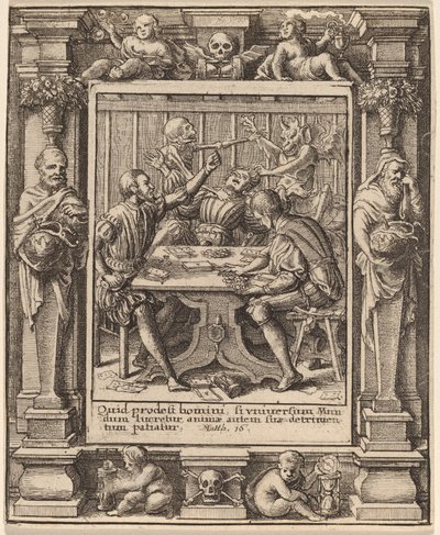 مقامرون بواسطة Wenceslaus Hollar after Hans Holbein the Younger after Abraham van Diepenbeeck