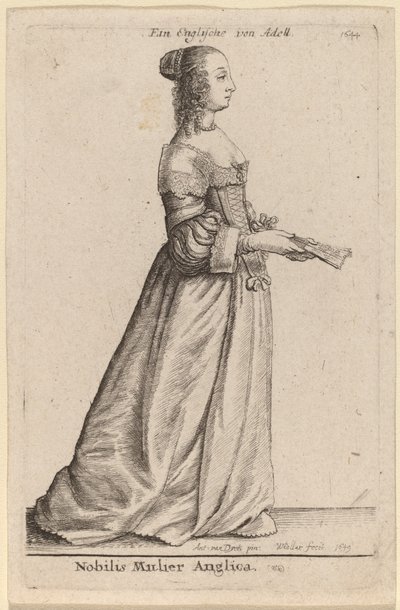 امرأة إنجليزية نبيلة بواسطة Wenceslaus Hollar after Sir Anthony van Dyck