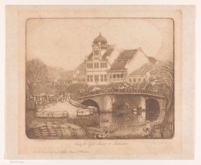 Aan de Kali Besar te Batavia (العنوان الأصلي على الكائن) بواسطة Wijnand Otto Jan Nieuwenkamp (توقيع الفنان)