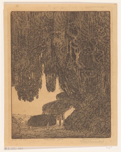 كنيسة صغيرة بالقرب من سيمارانج في مكان العبادة الصيني في جاوة (العنوان الأصلي) بواسطة Wijnand Otto Jan Nieuwenkamp (توقيع الفنان)