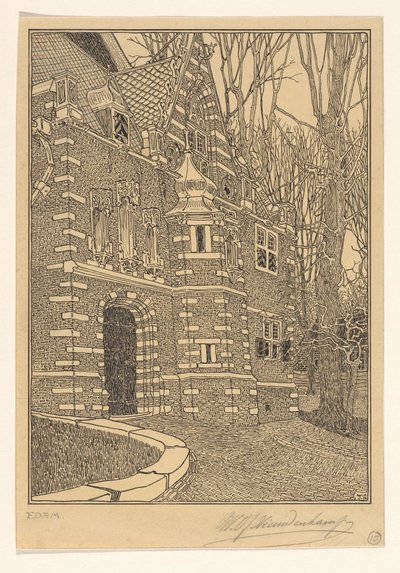 البوابة الجنوبية لـ Grote أو Sint-Nicolaaskerk في Edam بواسطة Wijnand Otto Jan Nieuwenkamp (توقيع الفنان)